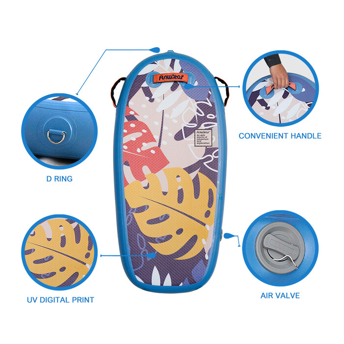 Kid Inflatable Paddle Board Bodyboard - Blue Leaves - England