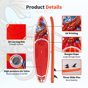 Inflatable Surfing Paddle Board 11' - Sup Koi Orange - England