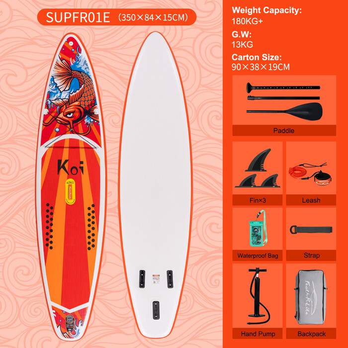 Inflatable Surfing Paddle Board 11'6" - Sup Koi Orange - England