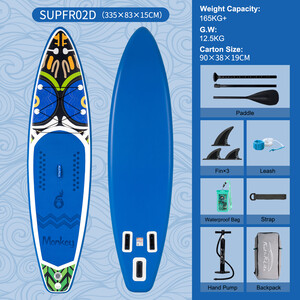 Inflatable Surfing Paddle Board 11' - Monkey Blue - England