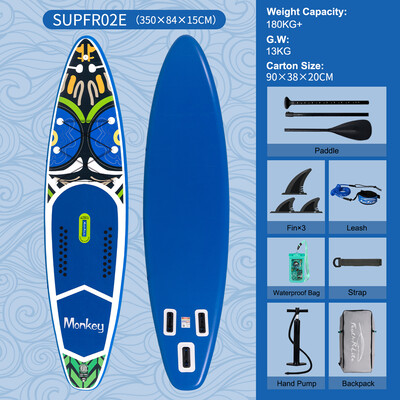 Inflatable Surfing Paddle Board 11'6" - Monkey Blue - England