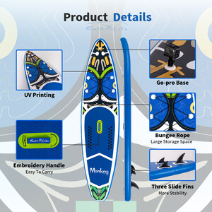 Inflatable Surfing Paddle Board 11'6" - Monkey Blue - England