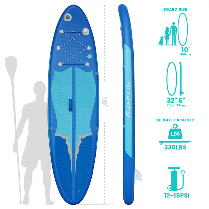 Inflatable Surfing Paddle Board 11' - Blue - England