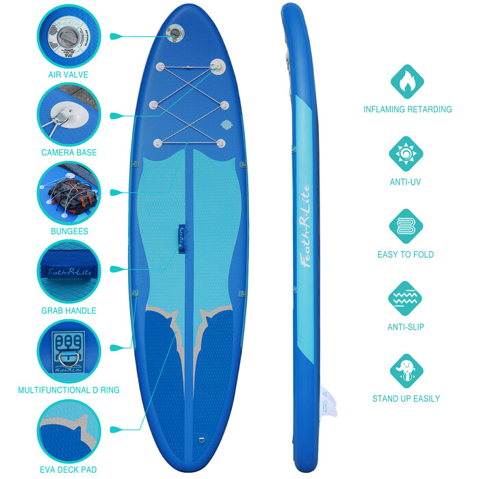 Inflatable Surfing Paddle Board 11' - Blue - England