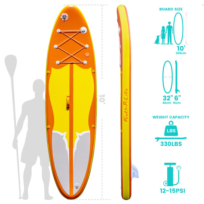 Inflatable Surfing Paddle Board 11' - Orange - England