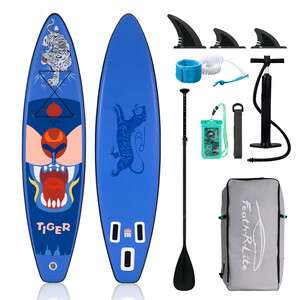 Inflatable Surfing Paddle Board 11' - Tiger Blue - England