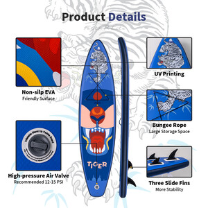 Inflatable Surfing Paddle Board 11' - Tiger Blue - England