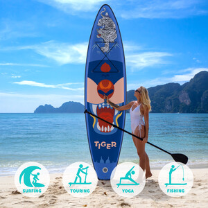 Inflatable Surfing Paddle Board 11' - Tiger Blue - England