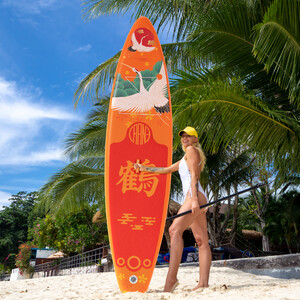 Inflatable Surfing Paddle Board 11' - Orange Crane - England