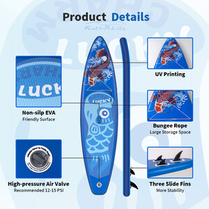 Inflatable Surfing Paddle Board 11' - Lucky Blue - England