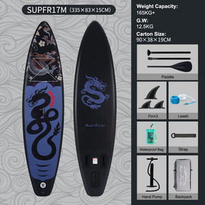 Inflatable Surfing Paddle Board 11' - Black Dragon - England