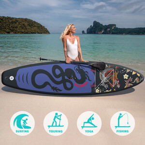 Inflatable Surfing Paddle Board 11' - Black Dragon - England