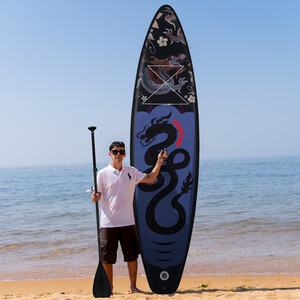 Inflatable Surfing Paddle Board 11' - Black Dragon - England